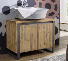 Waschbeckenunterschrank 75x60cm Akazie gebürstet massiv Holz NEU OVP!!!