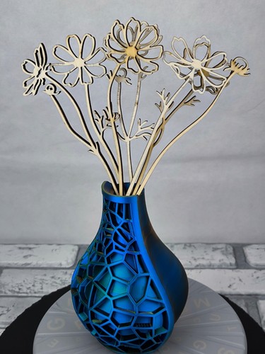 Vase trocken und - und, blumen