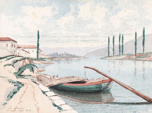 Flußlandschaft fischerboot - flußlandschaft,