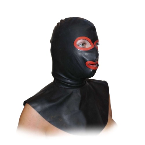 Latex henker maske schwarz - henker, schwarz/rot