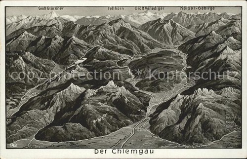 Chiemgau panoramakarte - chiemgau,