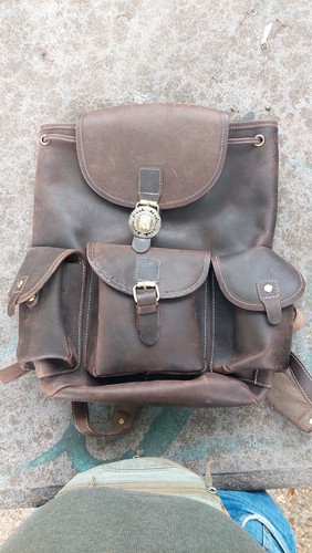 Echtleder rucksack braun ethno - braun,