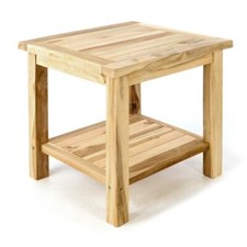 DIVERO Beistelltisch Blumenhocker Teak-Holz unbehandelt Natur Balkon 50x50cm