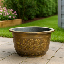 Dekorativer Kunstharz-Blumentopf 60 cm – leichter Pflanzkübel mit Drainage