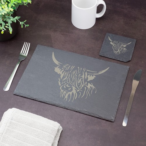 Highland kuh schiefer tischset - highland,