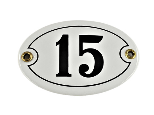 Emaille hausnummer oval 15 - nr.,