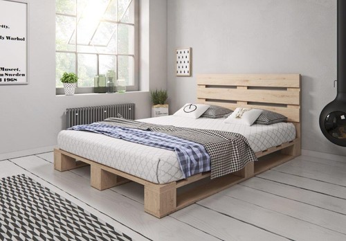 Palettenbett aus holz holzbett - palettenbett,
