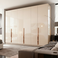 Kleiderschrank Prince 6‑türig Hochglanz Griffe in bronze-, chrom- und goldfarben