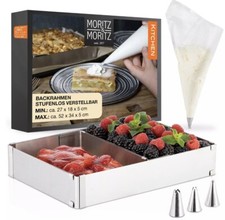 Moritz & Moritz Backrahmen Eckig Verstellbar + 10 Spritzbeuteln und 3 Aufsätzen