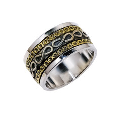 Entworfener Multi Metall Spinner seltener Ring 925 Sterlingsilber Schmuck perfekt UK