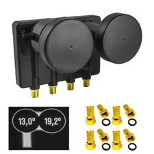 Monoblock QUAD LNB 0,1dB ✓ HOTBIRD + Astra ✓ HDTV 4K ✓ 4 Teilnehmer SAT Schwarz