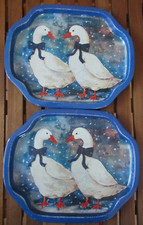 2 kleine Tablett Blech Motiv