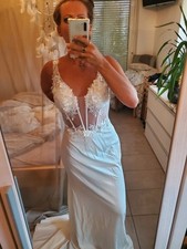 Brautkleid HOCHZEITSKLEID traumhaft Bestickt Strand ELEGANT Größe S/M/L NP2.300€