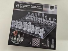 Schachbrett Glas- Schachbrett 25x25cm unbenutzt in OVP edel (112)