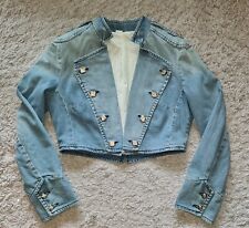 Ausgefallene Jeansjacke  Kurzjacke Military-Look nur 1x getragen