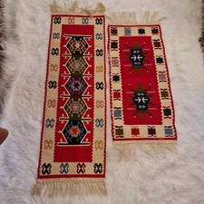 Retro, Geometrie Pur, Handgewebt,  KELIM LÄUFER, TEPPICH. 120x 40 cm + 90x 40