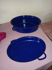 Schmortopf mit Deckel blau Emaille ca.35x25x10 cm (schwer Ausf.) neuwertig!!