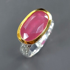 Top-Designerring-925er Silber-14ct Gold-Facettierte Rubin -RG19-60