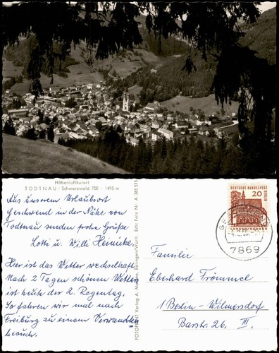 Ansichtskarte todtnau blick - ansichtskarte,