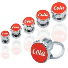 Cola Kronkorken Flesh Tunnel Plug Edelstahl rot weiß silber verschiedene Größen
