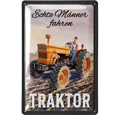 Retro Blechschild TRAKTOR, lustiges Werkstatt-Schild für Männer, 20x30cm