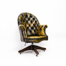 Chesterfield Bürostuhl Chefsessel Leder Vintage Grün England 