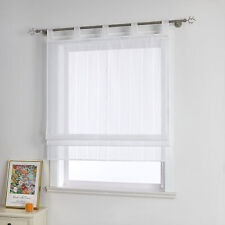 Voile Raffrollo Streifen Raffgardinen Küche Gardinen mit Schlaufen Weiß Modern