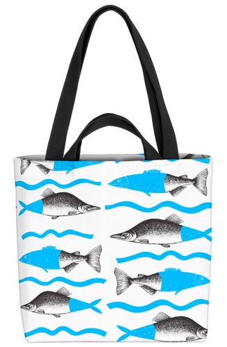 Fische lachs schwarz tasche - fische,