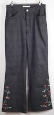MAC Jeans Gladis Damen Hose Vintage grau anthrazit 38/30 S Blumen bestickt 