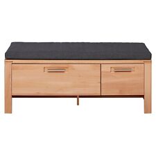 Garderobenbank Schuhbank 1 Klappe Tür Kissen Kernbuche teilmassiv 120 x 40 cm