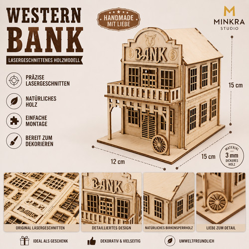 Western bank holzbausatz - holzbausatz, 3mm