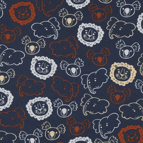 Safari tiere navy - navy, stoff