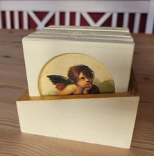 Untersetzer Holz Raffael Engel Weihnachten Deko 6 Stück