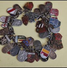 Bettelarmband Antik 46 Wappen Raritäten sehr seltene teilw 835er Silber Emaille 