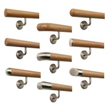 Handlauf Geländer Holz Eiche Ø 42mm Edelstahlhalter Wandhandlauf Treppenhandlauf