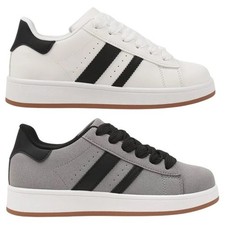 Damen Sneaker Schnürung Sportschuhe Klassische Kunstleder Sportschuhe Grendy