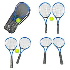 Neu 2 Spieler Tennisschläger Set mit 1 Tennisball und Cover Bag in blau UK 20-1