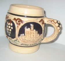 Bowle Becher Steingut Keramik, Drachenfels, Burg Katz, Feindliche-Brüder