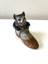 Viktorianisches Tintenfass Wiener Bronze Katze im Stiefel 19. Jahrhundert