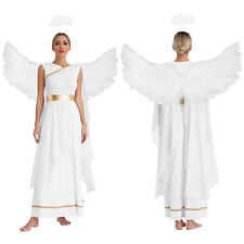 DE iEFiEL Damen Engel Kostüm Kleid Flügel Und Heiligenschein Faschingskostüme