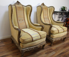 antik Rokoko 2 OhrenSessel aus Sessel Retro gepolstert Barock Sofa