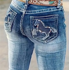 Damen Mädchen Jeans Rockige