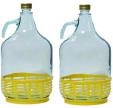 2 STÜCK 5L GLASBALLON mit Kunststoffkorb  Weinballon GÄRBALLON GLASFLASCHE