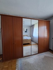 Kleiderschrank Holz Braun, 6-türig, Mit 3 Schlüsseln, Spiegel