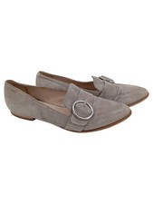 JOOP! Damen Slipper Loafer Gr. 39 Grau Wildleder Optik Logo Applikation