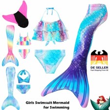 Kinder Meerjungfrau Schwanz mit Monoflosse Schwimm Bikini Set Badeanzug Kostüme