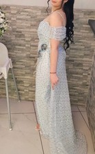 Abendkleider Lang, Größe M Blau Mit Blauen Perlen 1 Mal angezogen  250€