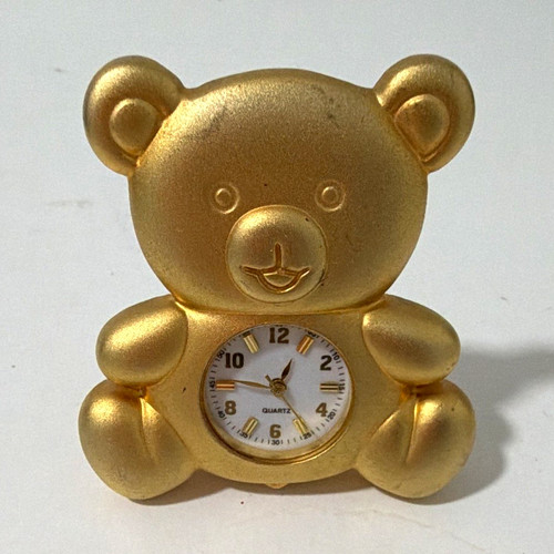 Teddybär tischuhr goldfarben - teddybär,