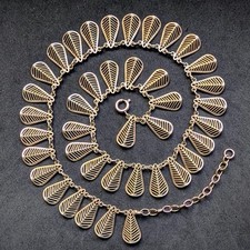 Art Deco Designer Collier Kette 835 Silber vergoldet Silberschmiedearbeit S