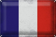 mrdeco Metall Schild 20x30cm Frankreich Flag France Vintage Deko Blechschild